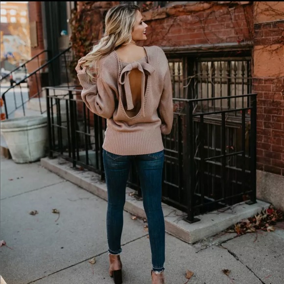 5⭐️Fave Sexy Soft Open Tie Back Sweater - Picture 3 of 4